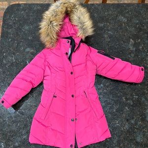 Girls DKNY size 2T puffer coat with fur trimmed hood